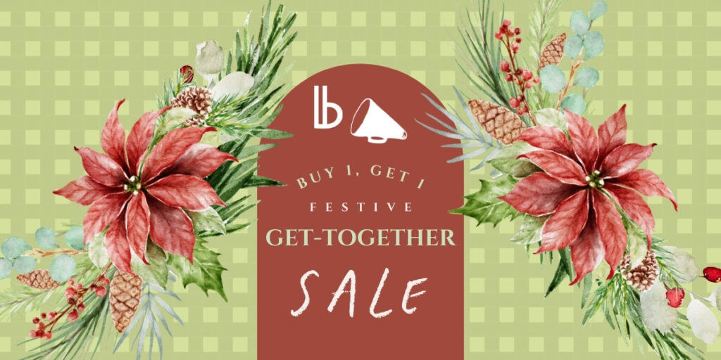 Banner that reads "Buy 1 Get 1: Festive Get-Together Sale"